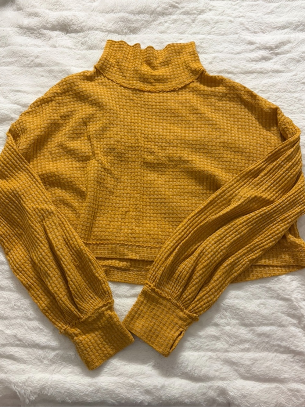 FP Mustard Yellow Cropped Turtleneck Sweater